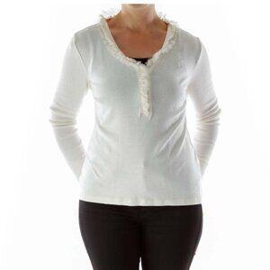 Ralph Lauren Cream Long-Sleeve Top with Ruffles